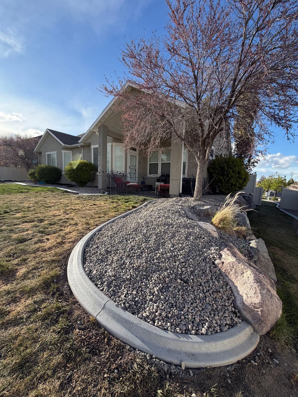Gallery photos for River Rock Xeriscaping with Concrete Curbing and Retaining Wall in Herriman: Image #2