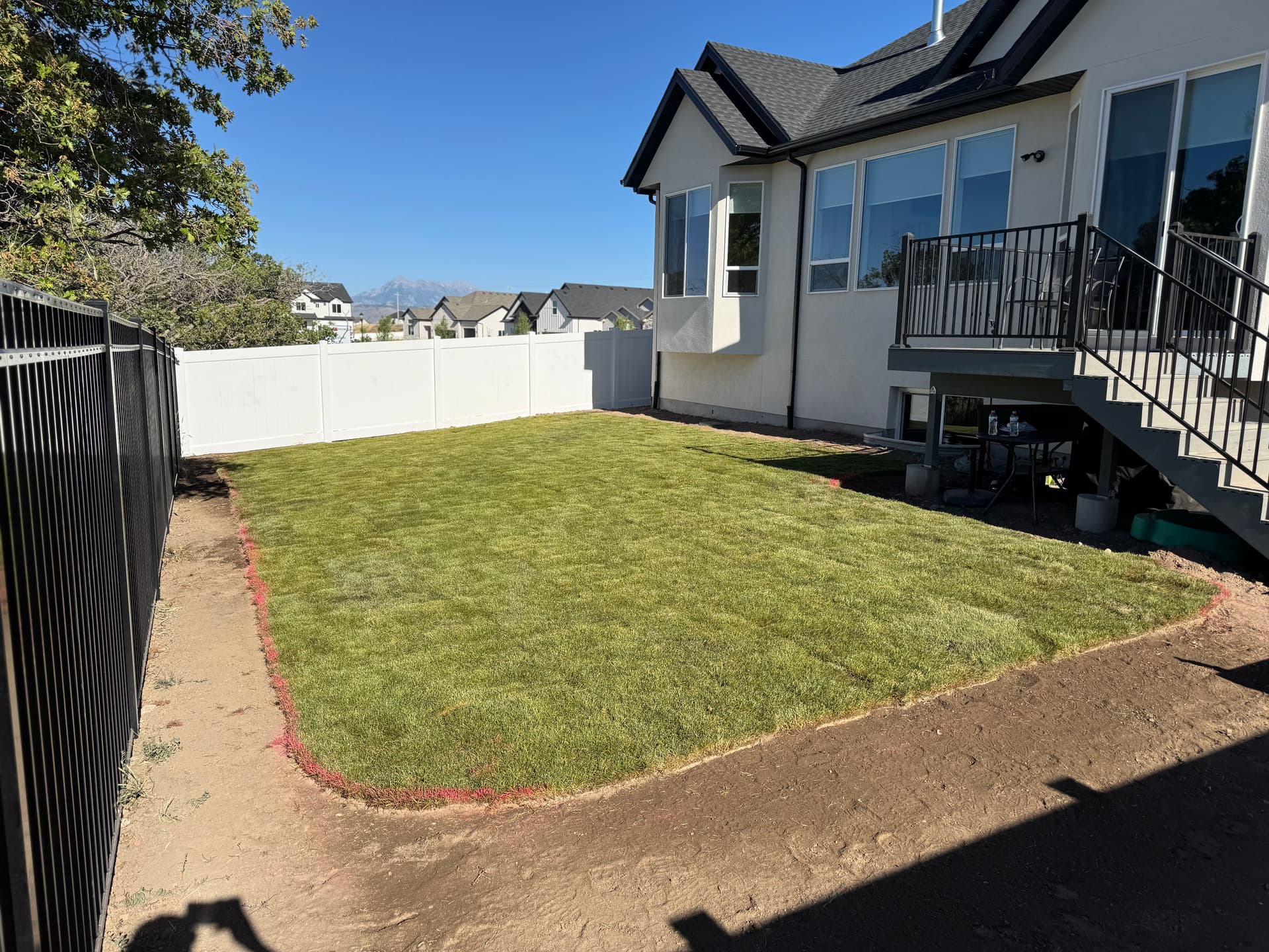 Gallery photos for Herriman Backyard Goes From Bare Dirt to Fresh Sod and Sprinklers: Image #1
