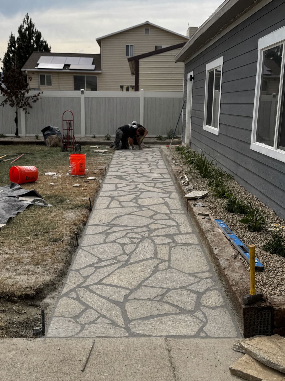 Gallery photos for Storm Mountain Flagstone Walkway and Railroad Tie Garden Beds: Image #3